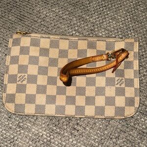 Louis Vuitton Beige and Light Blue Damier Azur Wristlet